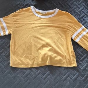 Yellow and White Cropped Shirt